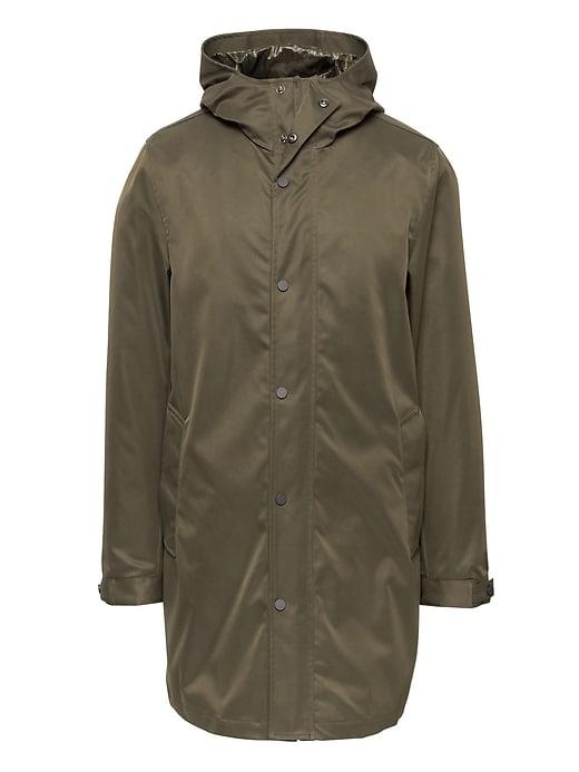 Banana Republic Mens Br X Kevin Love   Water-resistant Hooded Jacket Dark Olive Green Size Xs