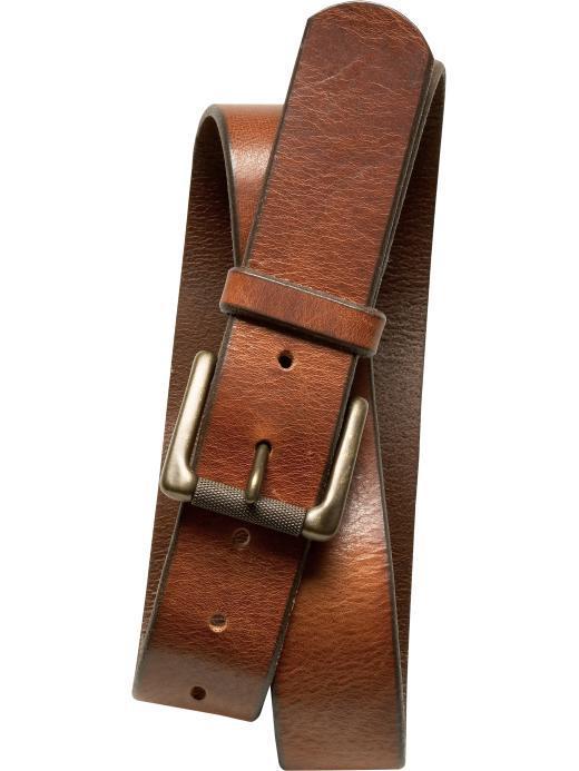 Banana Republic Men's Cognac Tumbled Leather Belt - Cognac