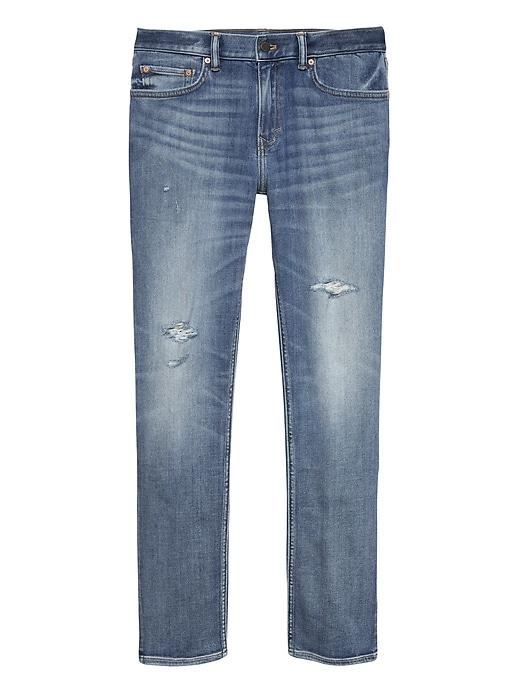 Banana Republic Mens Athletic Tapered Rapid Movement Denim Medium Wash Jean Blue Fade Size 29w