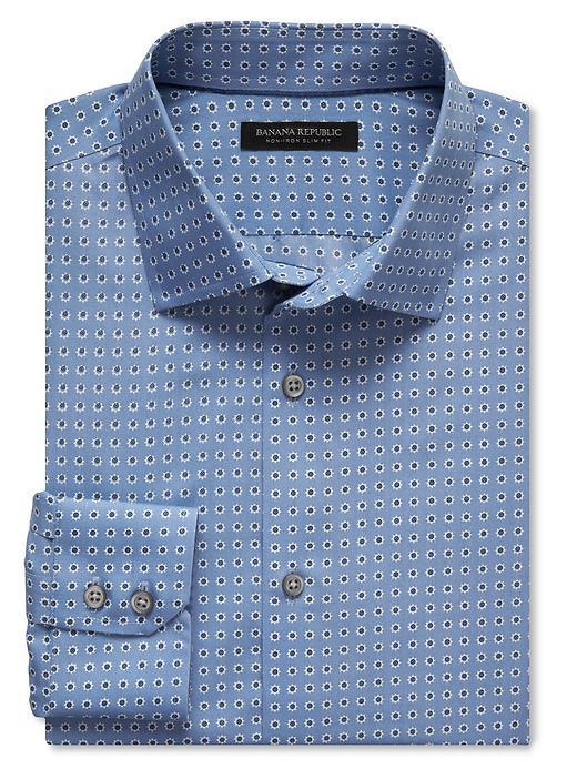 Banana Republic Mens Slim Fit Non Iron Sun Dot Shirt Size L Tall - Peri