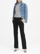 Banana Republic Womens Petite Logan Trouser-fit Lightweight Wool Pant Black Size 2
