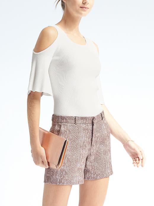 Banana Republic Womens Cold Shoulder Flutter Sleeve Top - White