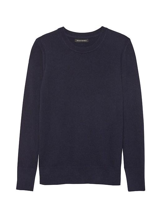 Banana Republic Womens Petite Italian Merino-blend Crew-neck Sweater Navy Size M