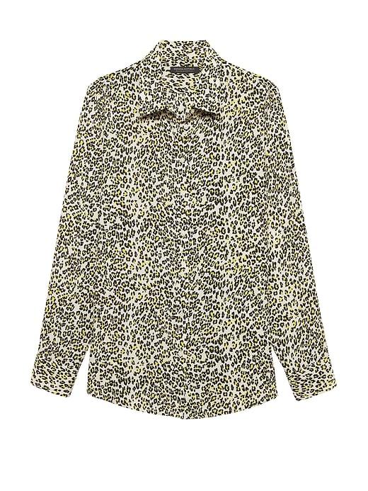 Banana Republic Womens Dillon Classic-fit Leopard Print Shirt Leopard Print Size S