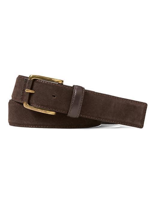 Banana Republic Mens Suede Leather Belt - Brown