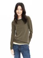 Banana Republic Womens Extra Fine Merino Wool Pullover Sweater Size L - Green
