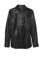 Banana Republic Womens Vegan Leather Shirt Jacket Black Size S