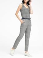 Banana Republic Womens Ryan Slim Straight-fit Plaid Pant Black, White & Green Plaid Size 2