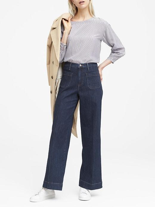 Banana Republic Womens Japan Online Exclusive High-rise Wide-leg Jean Dark Wash Size 00 (24in)