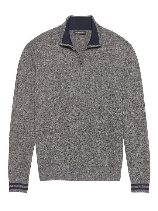 Banana Republic Mens Premium Cotton Cashmere Half-zip Sweater Dark Gray Size L