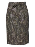 Banana Republic Womens Jacquard Belted Pencil Skirt With Side Slit Black Jacquard Size 0