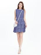 Banana Republic Womens Tile Print Ruffle Dress Size 0 - Summer Lilac