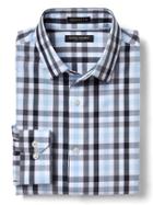Banana Republic Mens Camden Fit Non Iron Gingham Shirt - Damselfish Blue