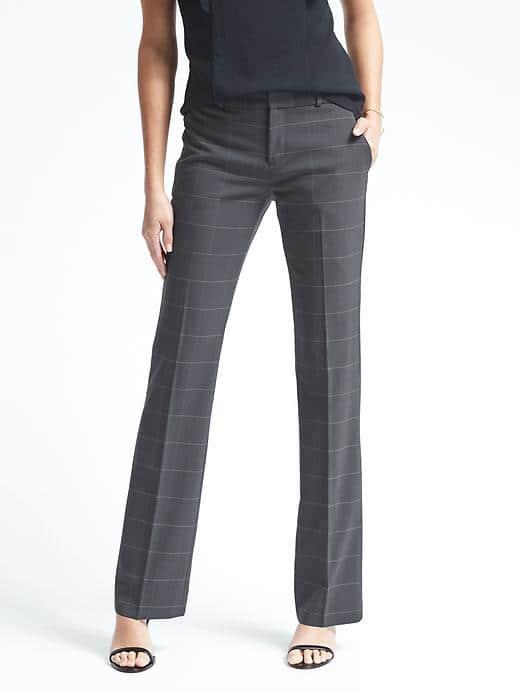 Banana Republic Logan Fit Windowpane Lightweight Wool Trouser - Gray