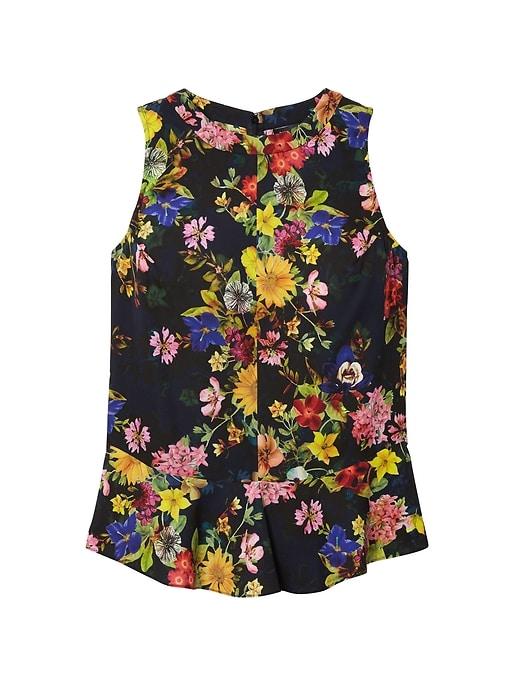 Banana Republic Womens Machine Washable Stretch Silk Floral Peplum Tank - Floral