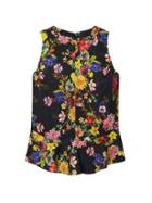 Banana Republic Womens Machine Washable Stretch Silk Floral Peplum Tank - Floral
