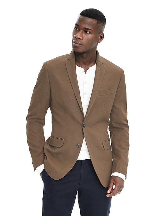 Banana Republic Mens Slim Heritage Olive Wool Sport Coat - Tan/army Green