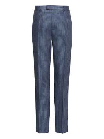 Banana Republic Mens Heritage Tapered Linen Pinstripe Pant Bel Air Blue Size 32w