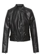 Banana Republic Womens Petite Vegan Leather Moto Jacket Black Size L