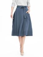 Banana Republic Womens Blue Belted Midi Skirt Size 0 Petite - Blue Shadow