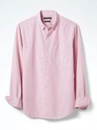 Banana Republic Mens Camden Fit Stripe Cotton Stretch Oxford Shirt - Pink