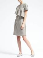 Banana Republic Womens Asymmetrical Ruffle Knit Dress - Gray Sky