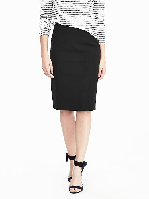 Banana Republic Womens Bi Stretch Front Slit Pencil Skirt Size 14 Tall - Black