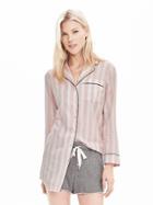 Banana Republic Womens Striped Boyfriend Lounge Shirt Size L - Pink Blush
