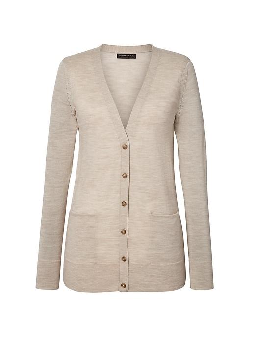 Banana Republic Womens Machine-washable Merino Boyfriend Cardigan Sweater Light Beige Size Xs