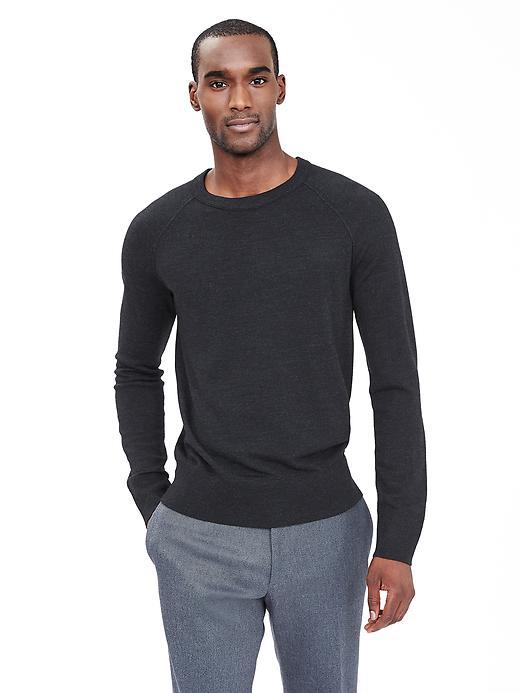 Banana Republic Mens Extra Fine Merino Wool Crew Pullover Size L Tall - Charcoal Heather