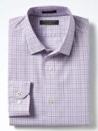 Banana Republic Mens Camden Fit Non Iron Stretch Check Shirt - Lilac