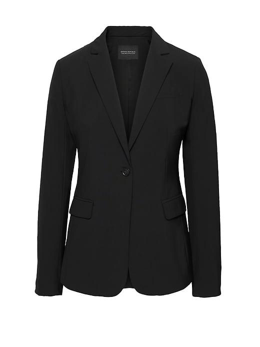 Banana Republic Womens Long And Lean-fit Machine-washable Italian Wool Blend Blazer Black Size 2