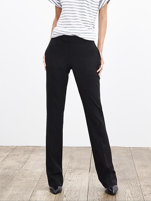 Banana Republic Womens Martin Fit Black Lightweight Wool Straight Leg Size 2 Long - Black