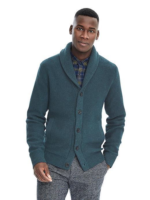 Banana Republic Mens Reverse Jersey Shawl Cardigan - Dutch Blue