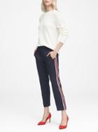 Banana Republic Womens Avery Straight-fit Herringbone Side-stripe Ankle Pant Navy Blue Size 0