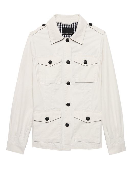 Banana Republic Womens Four-pocket Utility Jacket Stone Gray Size L