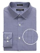 Banana Republic Mens Camden Standard-fit Non-iron Tattersall Dress Shirt Seascape Blue Size Xxs