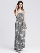 Banana Republic Womens Leaf Print Cross Back Patio Dress Size 4 - Black/white
