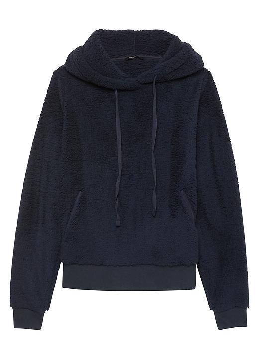 Banana Republic Womens Sherpa Fleece Hoodie Navy Blue Size Xs