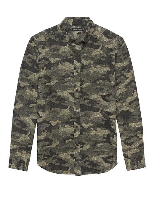 Banana Republic Mens Br X Kevin Love   New Slim-fit Japanese Cotton Blend Camo Shirt New Juniper Green Size Xs
