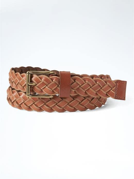 Banana Republic Mens Vachetta Braided Belt - Cognac