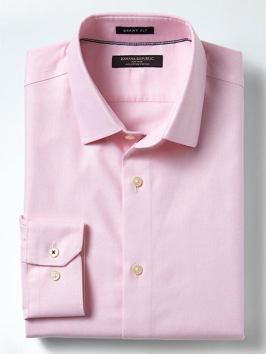 Banana Republic Mens Grant Fit Non Iron Stretch Solid Shirt - Pink