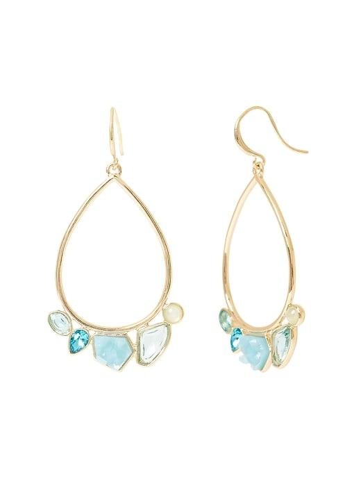 Banana Republic Womens Soft Stones Hoop Earring Blue Multi Size One Size