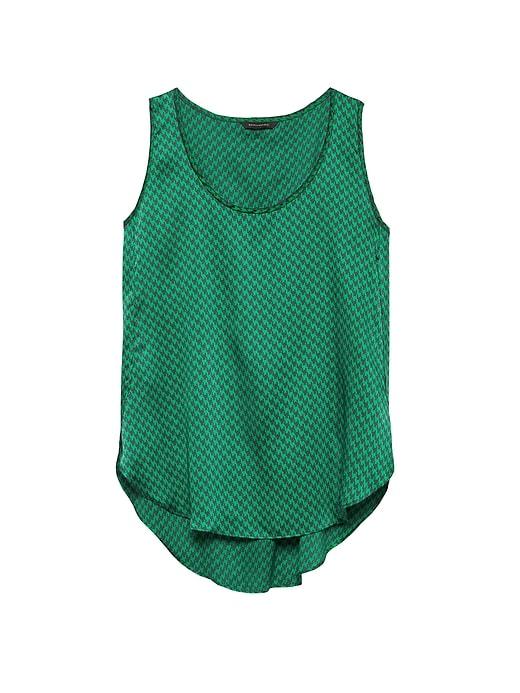 Banana Republic Womens Houndstooth Scoop High-low Tank Green Print Size L