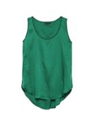 Banana Republic Womens Houndstooth Scoop High-low Tank Green Print Size L