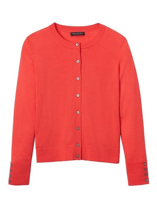 Banana Republic Womens Machine Washable Merino Button Cuff Cardigan - Red Glow