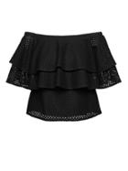 Banana Republic Womens Lace Off The Shoulder Ruffle Top Black Size Xl