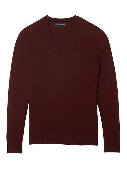 Banana Republic Mens Todd & Duncan Cashmere V-neck Sweater Port Wine Size S