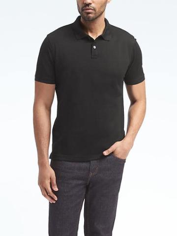 Banana Republic Mens Pique Mercerized Polo - Black