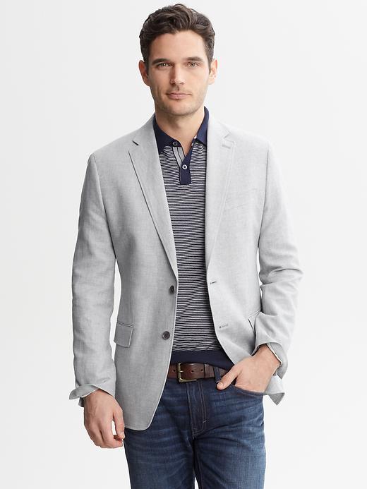 Banana Republic Tailored Grey Linen Cotton Blazer